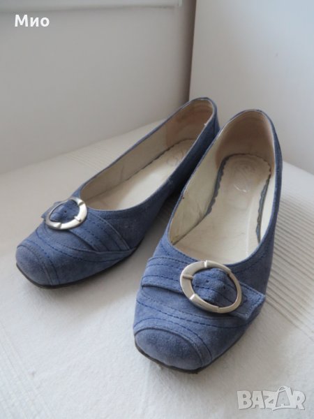 Удобни обувки, естествен велур, 39, сини, снимка 1