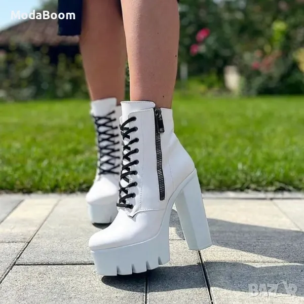 Боти на ток - Кожа, снимка 1