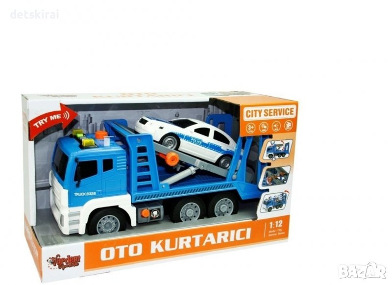 Камион автовоз с полицейска кола 1:12 , снимка 1