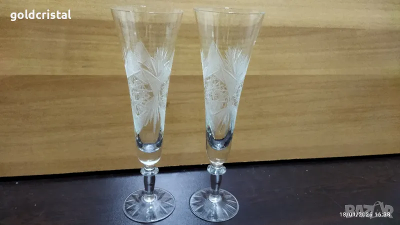 български кристал сватбени чаши, снимка 1