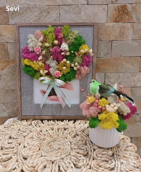 Рамки и кашпи декорирани със скандинавски мъх!, снимка 1