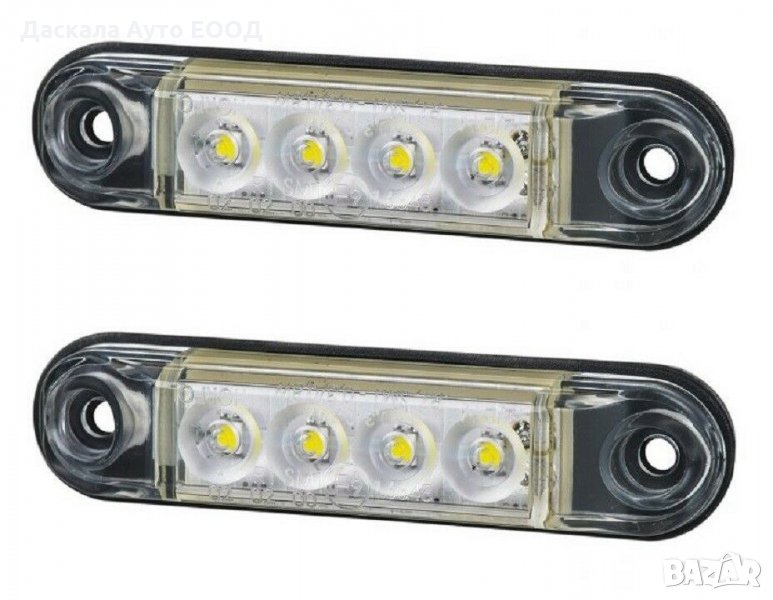 Мини LED ЛЕД габарити БЕЛИ с 4 диода 12-24V , е- маркиран , Полша , снимка 1