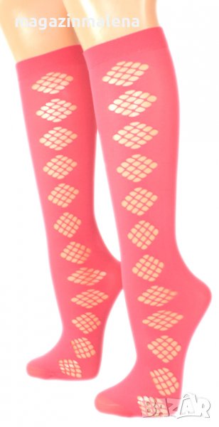 Fibrotex 30DEN дамски коралени фигурални чорапи до коляното Фибротекс три четвърти чорапи от корал , снимка 1