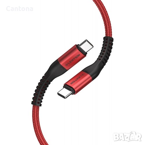  LENTION USB C-USB C кабел, 100W 20V/5A PD Кабел за бързо зареждане с чип, найлонова оплетка 300 см, снимка 1