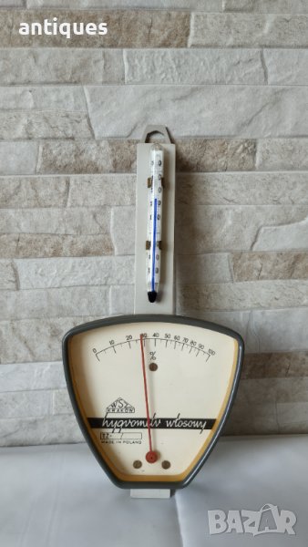 Стар метален уред - термометър и хигрометър - WSZ KRAKOW - Made in Poland, снимка 1
