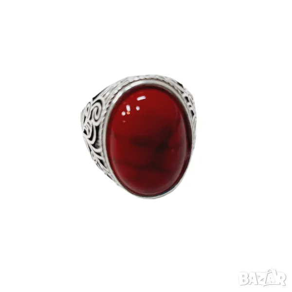 Пръстен с червен корал, снимка 1