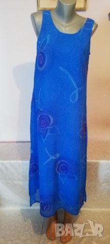 Дълга лятна синя рокля р-р Л , снимка 7 - Рокли - 36864701