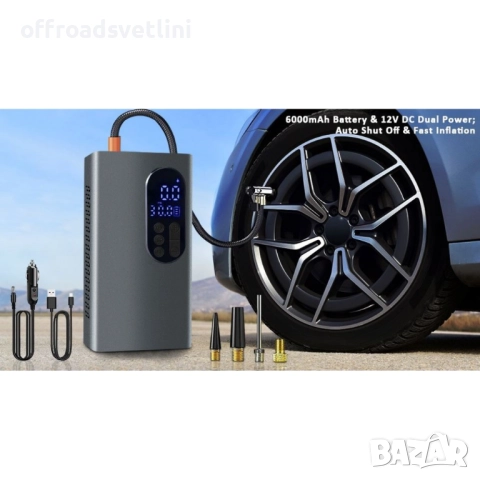 НОВ МОДЕЛ Мощен Безжичен преносим компресор 150 PSI, 6000mAh батерия, снимка 2 - Аксесоари и консумативи - 52471630