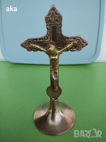красив стар бронзов масивен кръст разпятие, снимка 13 - Антикварни и старинни предмети - 41968078