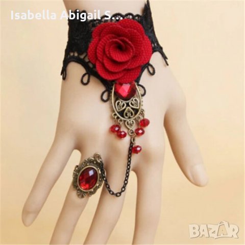 Дамско украшение с пръстен и роза, снимка 1 - Други - 31806175