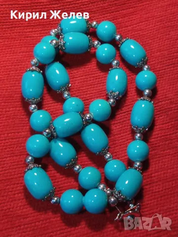 ЧУДЕСЕН ТЮРКОАЗЕН РЕТРО АРТ СТИЛ ГЕРДАН КОЛИЕ ОГЪРЛИЦА 47353, снимка 6 - Колиета, медальони, синджири - 47198785