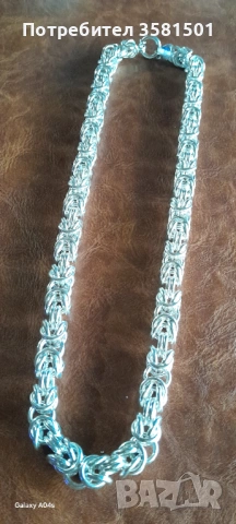 174/Сребърен Синджир Кралска плетка-112грама., снимка 3 - Колиета, медальони, синджири - 53050230