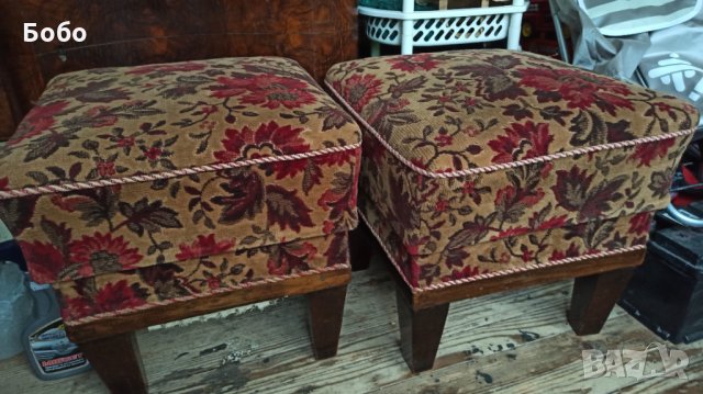 Старинно канапе с две кресла и две табуретки/холна гарнитура, снимка 6 - Дивани и мека мебел - 34168675