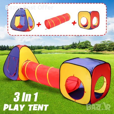 Детска шарена палатка с тунел - забавление без край, снимка 2 - Други - 36827478