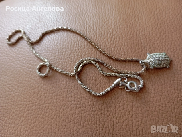 Сребърен синджир с със костенурка сребърен амулет носещ щастие костенурка 🐢, снимка 2 - Колиета, медальони, синджири - 51481473