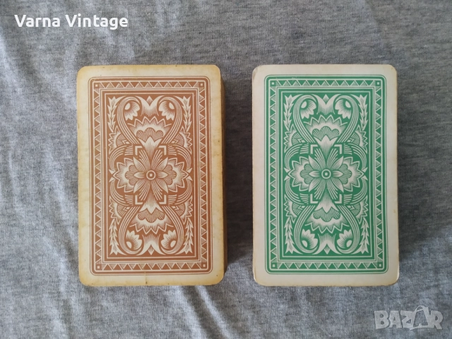 Чифт редки тестета карти в оригинален кожен калъф. COEUR ГДР Германия., снимка 3 - Карти за игра - 52224664