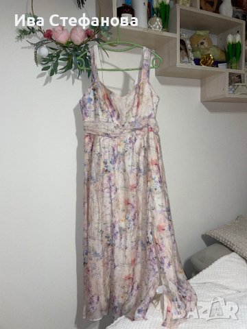 Разкошна нова нежна елегантна дълга рокля фрорален принт нежни цветя висока талия цепка, снимка 7 - Рокли - 42038079