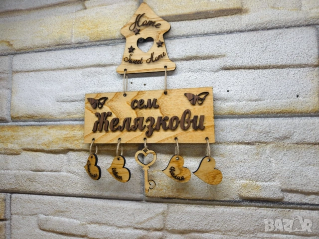 ✅Персонализирана табела с вашето фамилно име и имената на всички от семейството , дървена , снимка 3 - Декорация за дома - 53282386