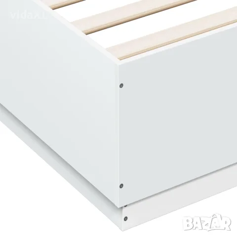 vidaXL Рамка за легло с LED осветление бяла 150x200 см инженерно дърво, снимка 9 - Спални и легла - 56146771