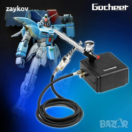 Комплект Аерограф Gocheer Mini Compressor Airbrush,, снимка 2 - Друга електроника - 44810555