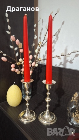 Чифт посребрени свещници, снимка 9 - Антикварни и старинни предмети - 52896536