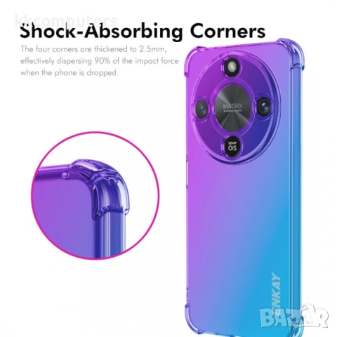 Калъф ENKAY за Honor Magic8 Lite 5G - TPU, Shockproof с Удебелени Ъгли, Градиентен Дизайн, Вкл. Прот, снимка 5 - Калъфи, кейсове - 53174859