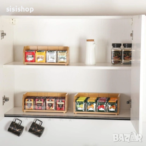 Луксозен бамбуков органайзер за чай 3-в-1 – Кутия с 12 отделения за съхранение и подреждане 4631, снимка 2 - Други стоки за дома - 53983908