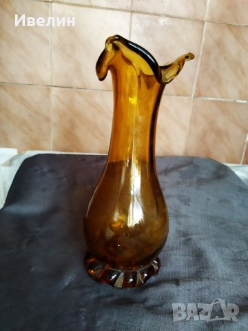 стъклена ваза арт деко, снимка 2 - Антикварни и старинни предмети - 30419016