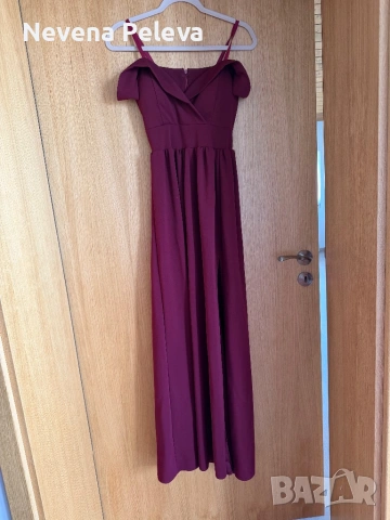 Официална дълга рокля в цвят бордо, снимка 2 - Рокли - 54178520