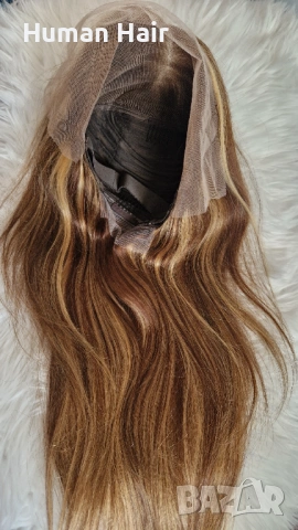 Естествена перука от бразилска коса 70-75 см - Lace Front 13x6, кафява с руси кичури, 200% плътност, снимка 9 - Аксесоари за коса - 53375152