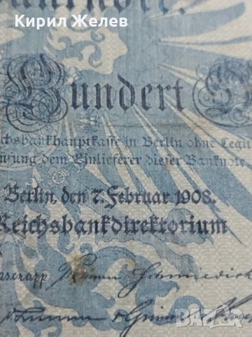 Райх банкнота - Германия - 100 марки / 1908 година- 17927, снимка 5 - Нумизматика и бонистика - 31030001