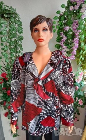 Дамски стилни цветни блузи от копринен сатен., снимка 5 - Блузи с дълъг ръкав и пуловери - 51871474