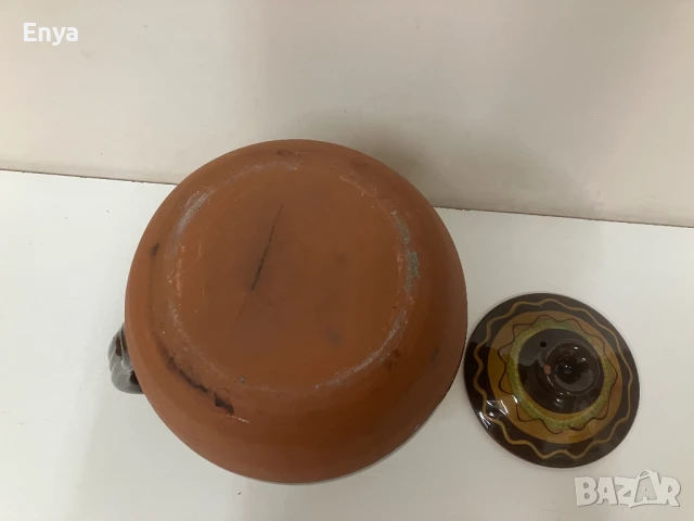 Глинено гърне с дръжка и капак, снимка 4 - Съдове за готвене - 50683658