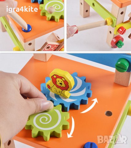 Дървено столче с врътки , конструктор 3в1 всички дървени играчки, снимка 4 - Конструктори - 34398435