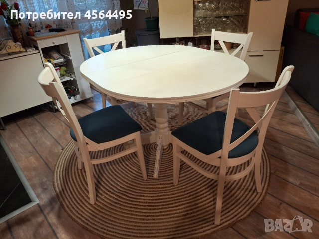 Продава комплект трапезна маса с четири стола , снимка 2 - Маси - 52612211