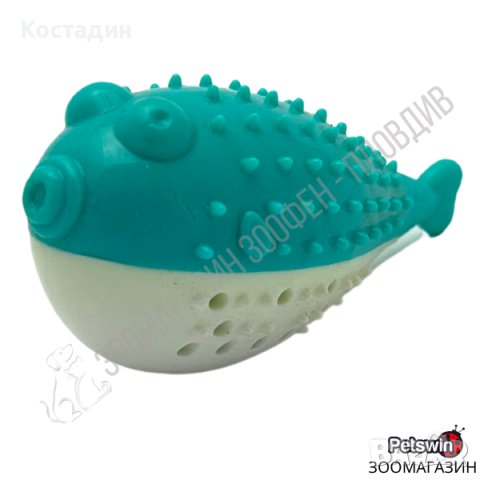 Играчка за Коте под формата на Риба - Четка за Зъби - 12см/5см/6см - Синя разцветка - Pet Interest