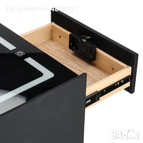 Черно смарт нощно шкафче с пръстов отпечатък, снимка 6 - Шкафове - 56167491
