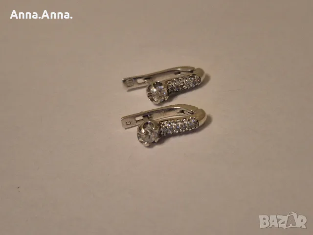 Сребърни обеци със цирконий, снимка 5 - Обеци - 56507748