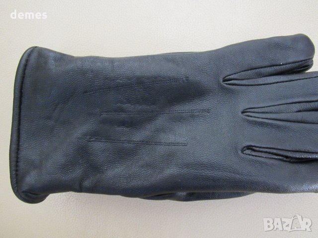 Черни мъжки кожени ръкавици с подплата от естествена кожа,, снимка 8 - Ръкавици - 31594713