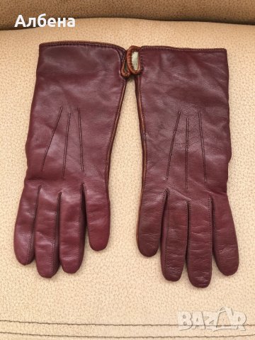 Нови дамски ръкавици Fingerman естествена кожа с вълнена подплата