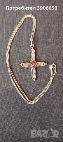 Сребърно кръстче , снимка 2 - Колиета, медальони, синджири - 51273499