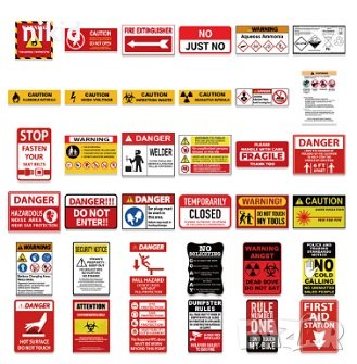 75 бр Внимание опасност предупредителни знаци табели стикери самозалепващи лепенки , снимка 4 - Други - 44358234