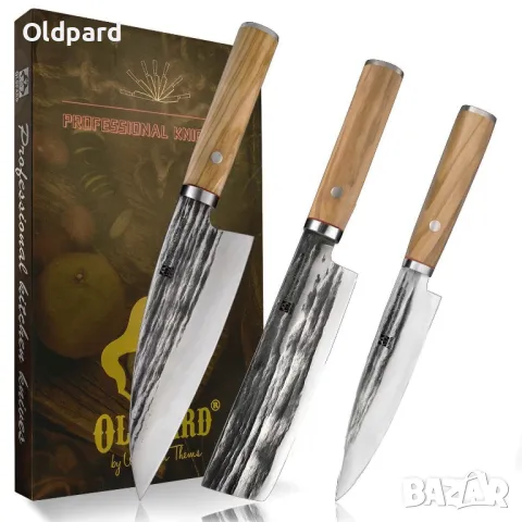 Комплект висококачествени кухненски ножове (три броя). 