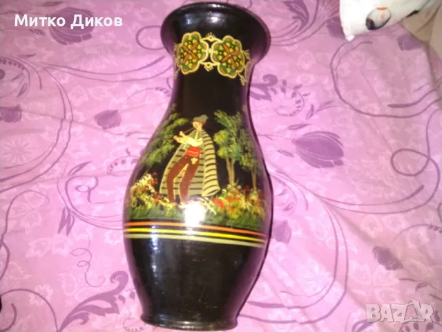 Ваза рисувана от соца за украса на ДПУ Асеновград Н-375мм фи горе 155мм и фи долу -110мм, снимка 4 - Декорация за дома - 47308062