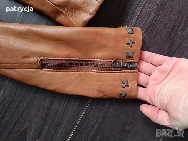 кафяво кожено яке 40/Л, снимка 4 - Якета - 53180518