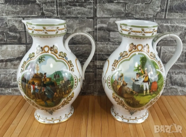 2 бр.  порцеланови кани за вино, със сцени от винопроизводството, снимка 1