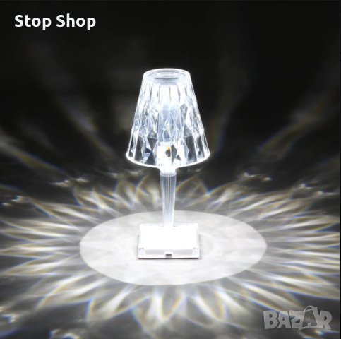 Кристална 3-светлинна LED 3D диамантена настолна лампа вградена батерия , снимка 2 - Настолни лампи - 42419989
