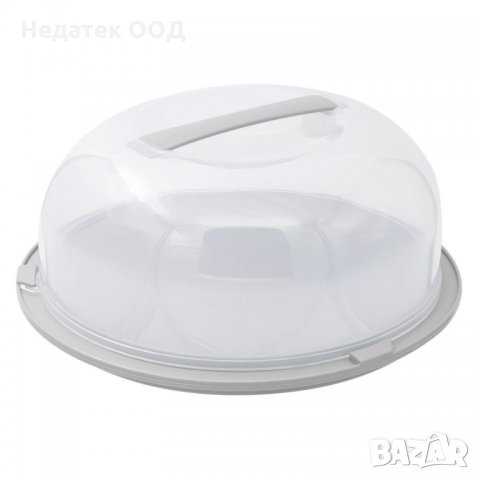 Кутия за торта/кейк, 28,4х11,5см, прозрачен/сив