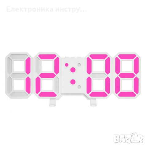 GH8018 Дигитален светещ в РОЗОВО LED часовник / Аларма