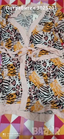 Нов Дамски Халат  С М Л ХЛ с връзки в тигрова окраска, снимка 1 - Нощници - 42788113